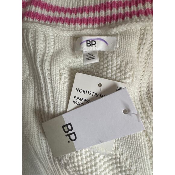 NEW BP Beige Offwhite Pink Preppy Cableknit Sweater Vest Womens XL Tennis Prep - Picture 4 of 6